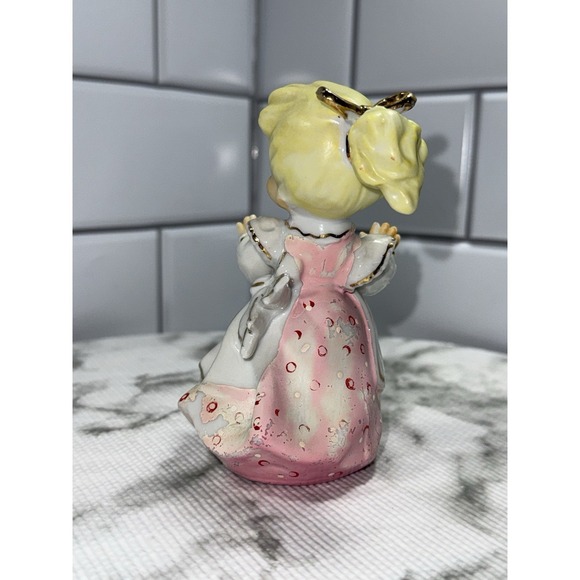 vintage Lefton Shopper Girl Figurine Blonde White Dress Japan - Picture 4 of 10